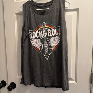 Rock & Roll Graphic Tank Top - Gray